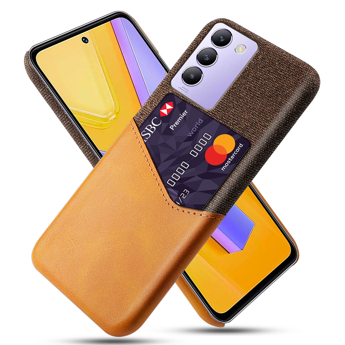 For vivo Y100 5G (Indonesia) / Y200e 5G Case Leather Coated PC Protective Phone Cover with Card Slot For vivo Y100 5G (Indonesia) / Y200e 5G Case Leather Coated PC Protective Phone Cover with Card Slot
